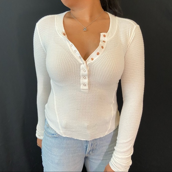 White half button up BBL affect shirt - Picture 1 of 4